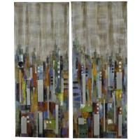 City Reflections Hand Painted Canvas Wall Art