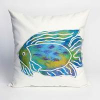 Liora Manne Visions Ii Batik Fish Indoor/Outdoor Pillow - Blue, 20" Square