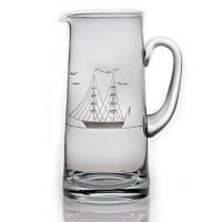 Clipper Ship Etched Tankard Pitcher