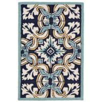 Liora Manne Ravella Floral Tile Indoor/Outdoor Rug - Blue, 24" By 36"