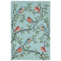 Liora Manne Ravella Birds On Branches Indoor/Outdoor Rug - Blue, 24" By 8'