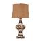 Distressed Table Lamp With Burlap Shade