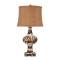 Distressed Table Lamp With Burlap Shade