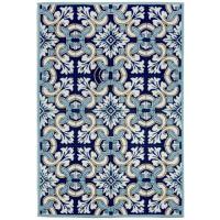 Liora Manne Ravella Floral Tile Indoor/Outdoor Rug - Blue, 42" By 66"