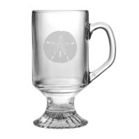 Sand Dollar Etched Footed Mug Glass Set