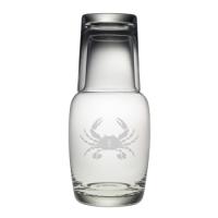 Crab Etched Bedside Carafe And Glass Set