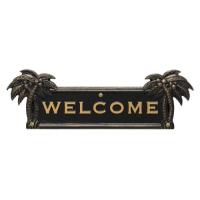 Palm Tree Welcome Plaque, Black / Gold