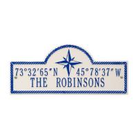 Personalized Coordinates Plaque, White / Navy