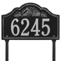 Personalized Rope Shell Arch Plaque Lawn, Black / Silver