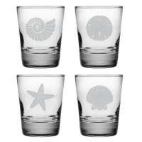 Seashore Etched DOF Glass Mixed Set Of 4