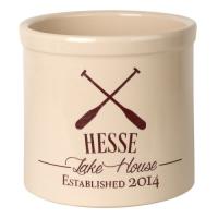 Personalized Oar Lake House Crock, Bristol Crock With Red Etching