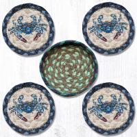 Blue Crab Jute Coaster Set