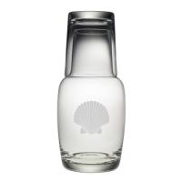 Scallop Shell Etched Bedside Carafe And Glass Set