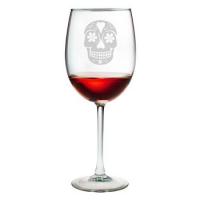 Day Of The Dead Etched Stemmed Wine Glass Set