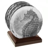 Seashore 4 Piece Coaster Set With Caddy