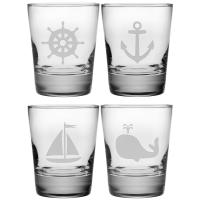 Nautical Icons Etched Dof Glass Set