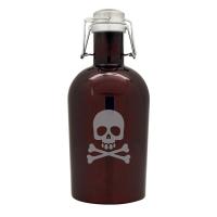 Pirate Brown Skull Beer Growler Bottle 64 Oz