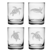 Sea Turtles Assortment Etched On The Rocks Glass (set of 4)