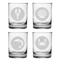 Clambake Circle Etched Dor Glass Set
