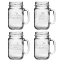 Coastal Sayings Handled Drinking Jar Assortment S/4