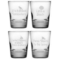 Coastal Sayings Double Old Fashion Glass Assortment S/4