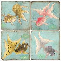 Goldfish Ii Marble Coasters Set Of 4