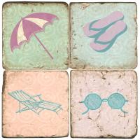 Beach Props Marble Coasters Set Of 4