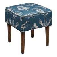 Nautical Linen-Upholstered Stool