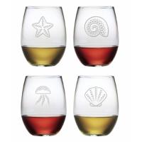 Coastal Treasures Stemless Wine Glass Set
