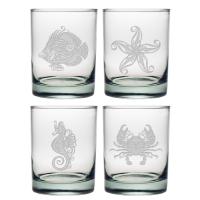 Coastal Sealife Etched Dor Glass Set